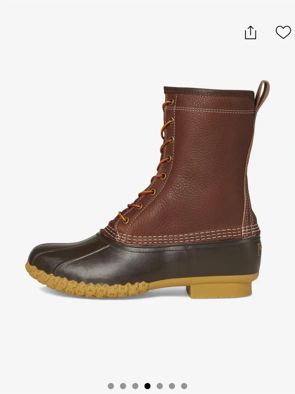 L.L. Bean bean boots Men’s Brown Leather & Rubber Duck Boots with Tan Soles